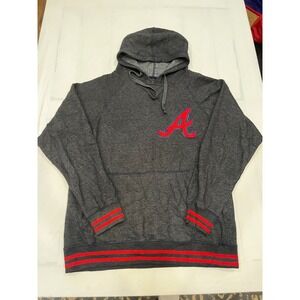 Atlanta Braves Stitches Baseball Hoodie Sweatshirt Mens Medium Gray Red A Logo